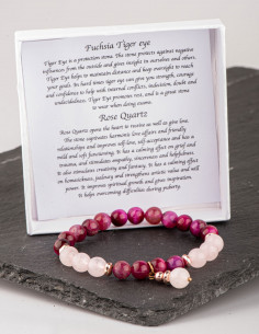 ΒΡΑΧΙΟΛΙ ΜΕ ΗΜΙΠΟΛΥΤΙΜΟΥΣ ΛΙΘΟΥΣ - Fuchia Tiger Eye/Rose...